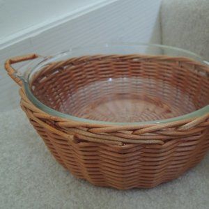 Anchor Hocking Fire King Oven Proof Serving Bowl Basket Combo - 1 1/2 Qt Server